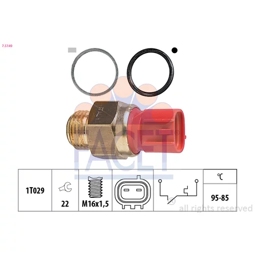 Teplotný spínač ventilátora chladenia FACET 7.5149