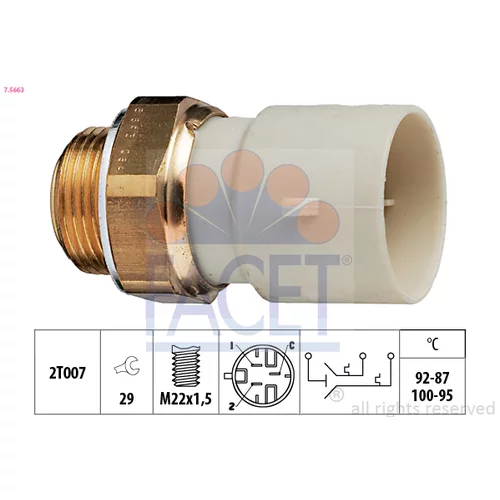 Teplotný spínač ventilátora chladenia FACET 7.5663