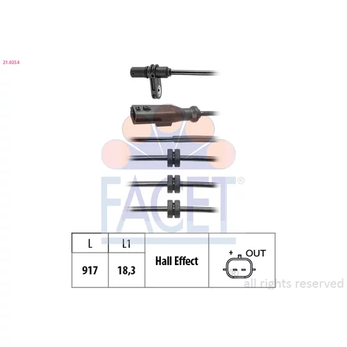 Snímač počtu otáčok kolesa FACET 21.0254