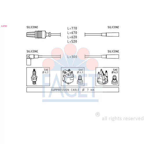 Sada zapaľovacích káblov FACET 4.8780
