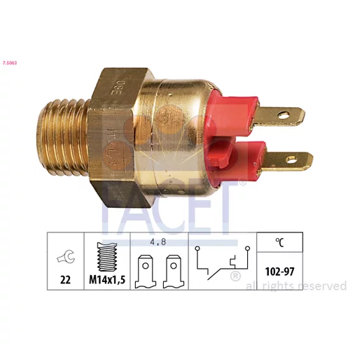 Teplotný spínač ventilátora chladenia FACET 7.5063