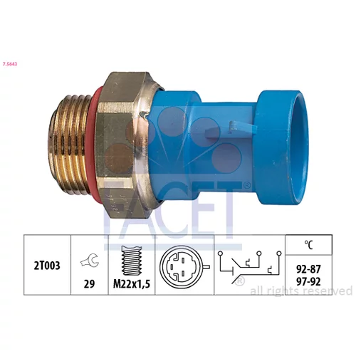 Teplotný spínač ventilátora chladenia FACET 7.5643