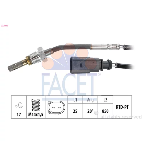Snímač teploty výfukových plynov FACET 22.0319