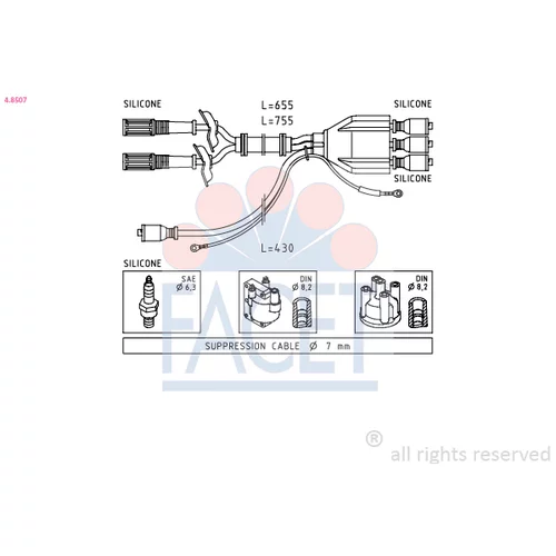 Sada zapaľovacích káblov FACET 4.8507