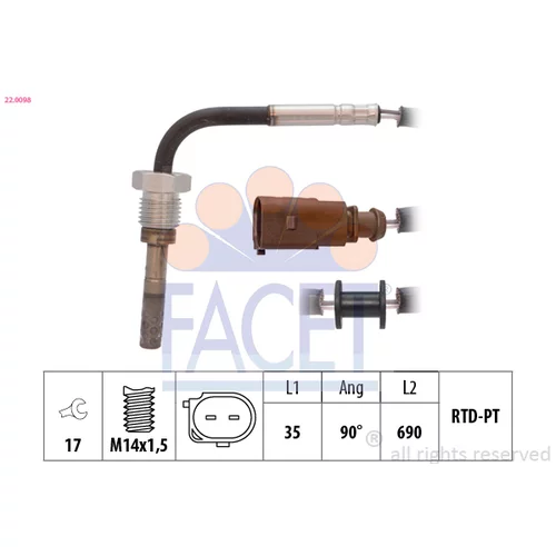 Snímač teploty výfukových plynov FACET 22.0098