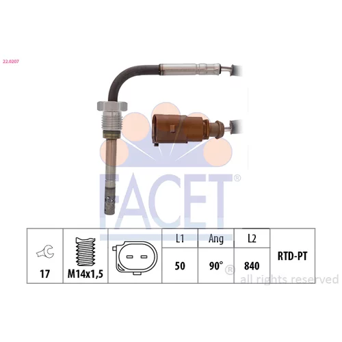 Snímač teploty výfukových plynov FACET 22.0207