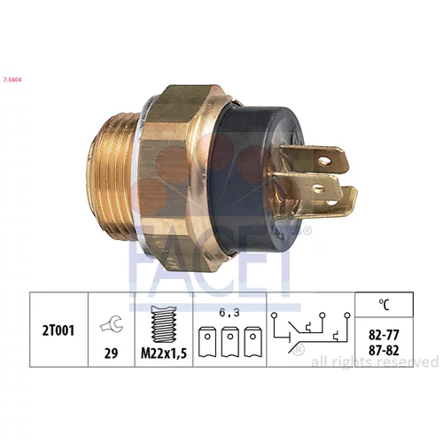 Teplotný spínač ventilátora chladenia FACET 7.5604