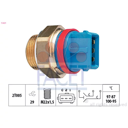 Teplotný spínač ventilátora chladenia FACET 7.5631