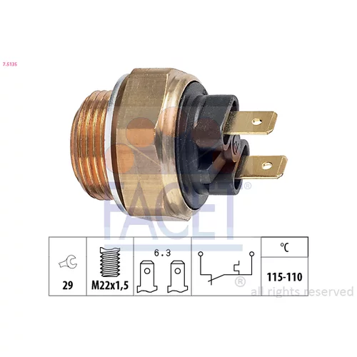 Teplotný spínač ventilátora chladenia FACET 7.5135