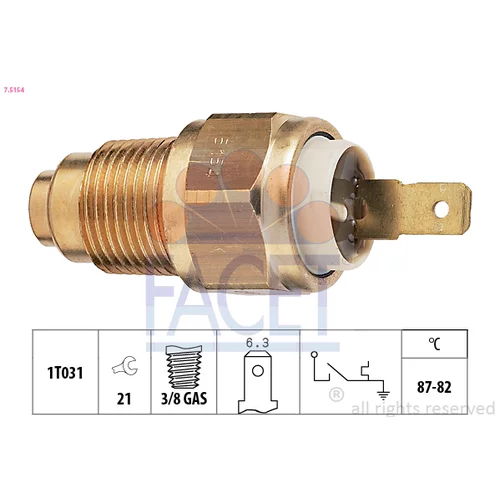 Teplotný spínač ventilátora chladenia FACET 7.5154