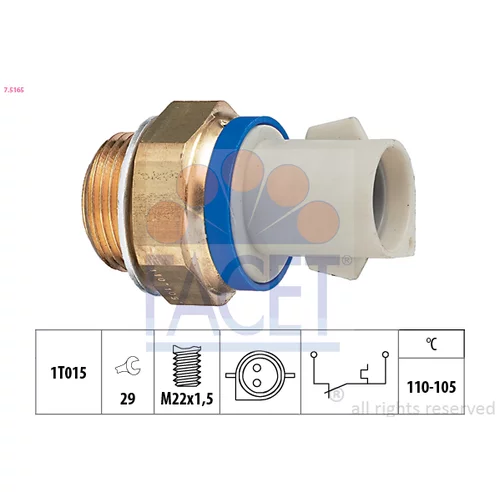 Teplotný spínač ventilátora chladenia FACET 7.5165