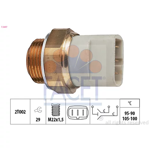 Teplotný spínač ventilátora chladenia FACET 7.5697