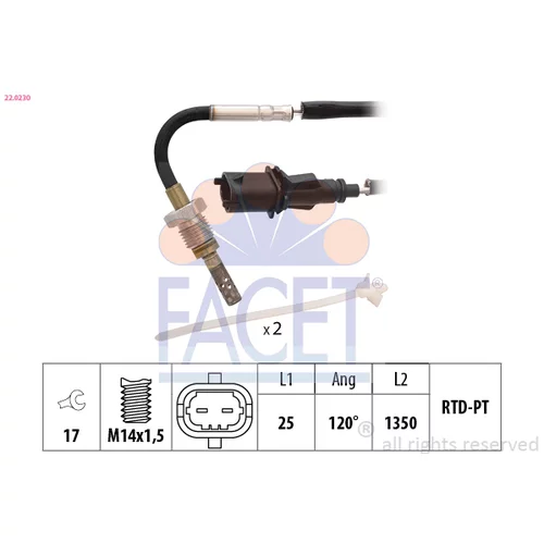 Snímač teploty výfukových plynov FACET 22.0230