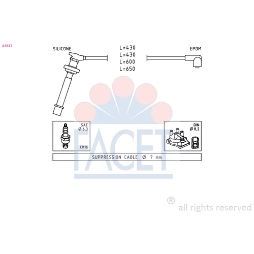 Sada zapaľovacích káblov FACET 4.9411