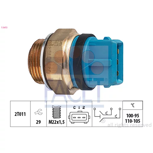 Teplotný spínač ventilátora chladenia FACET 7.5672