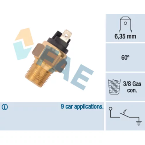 Teplotný spínač kontrolky teploty chladenia FAE 35960