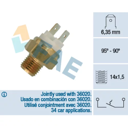 Teplotný spínač ventilátora chladenia FAE 36010