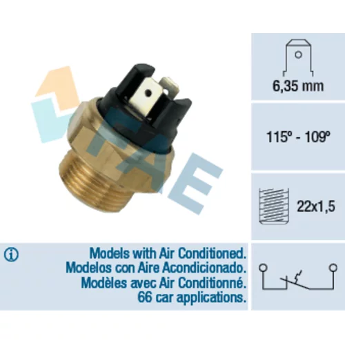 Teplotný spínač ventilátora chladenia FAE 36280