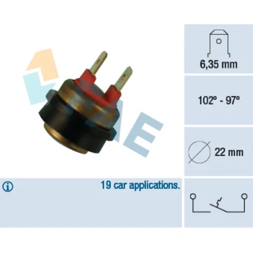 Teplotný spínač ventilátora chladenia FAE 36290