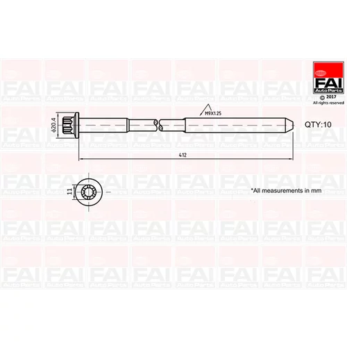 Sada skrutiek hlavy valcov FAI AutoParts B292