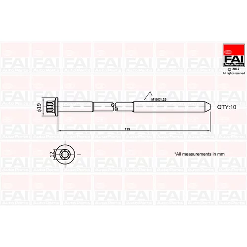 Sada skrutiek hlavy valcov FAI AutoParts B1321