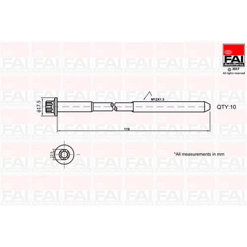 Sada skrutiek hlavy valcov FAI AutoParts B1401