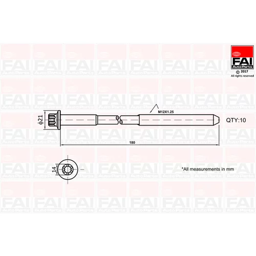 Sada skrutiek hlavy valcov FAI AutoParts B2111