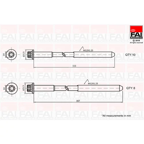 Sada skrutiek hlavy valcov FAI AutoParts B2124