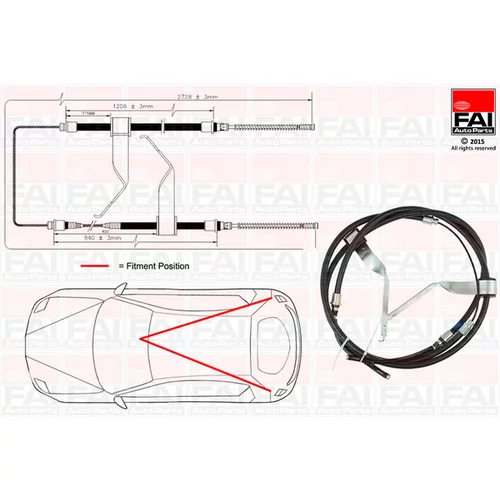 Ťažné lanko parkovacej brzdy FAI AutoParts FBC0074