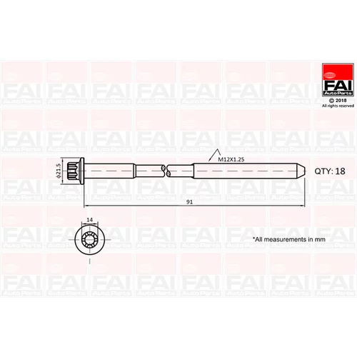 Sada skrutiek hlavy valcov FAI AutoParts B2101