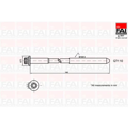 Sada skrutiek hlavy valcov FAI AutoParts B489