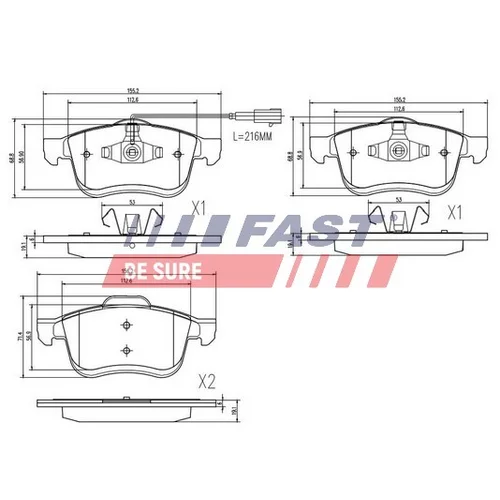 Sada brzdových platničiek kotúčovej brzdy FAST FT29157