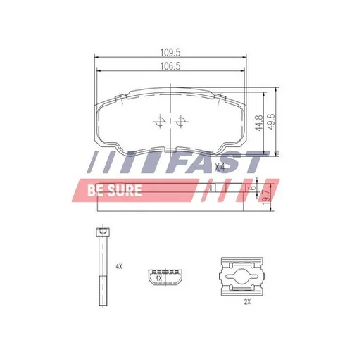 Sada brzdových platničiek kotúčovej brzdy FAST FT29109