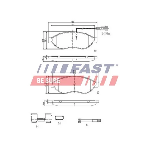 Sada brzdových platničiek kotúčovej brzdy FAST FT29155