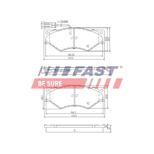 Sada brzdových platničiek kotúčovej brzdy FAST FT29060