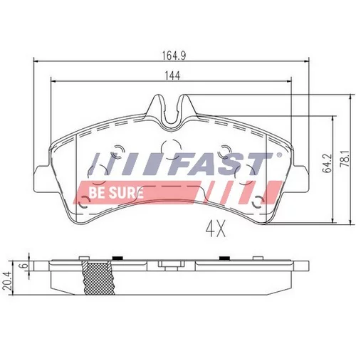 Sada brzdových platničiek kotúčovej brzdy FAST FT29023