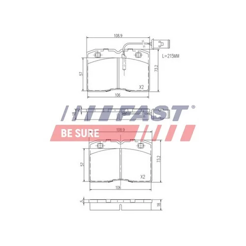 Sada brzdových platničiek kotúčovej brzdy FAST FT29009