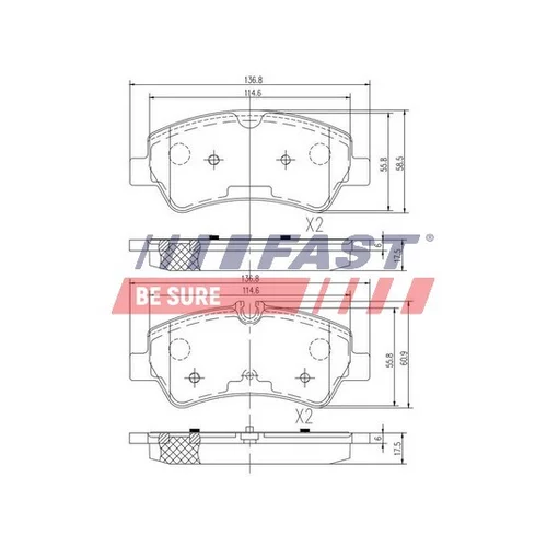 Sada brzdových platničiek kotúčovej brzdy FAST FT29545