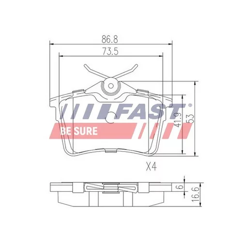 Sada brzdových platničiek kotúčovej brzdy FAST FT29515