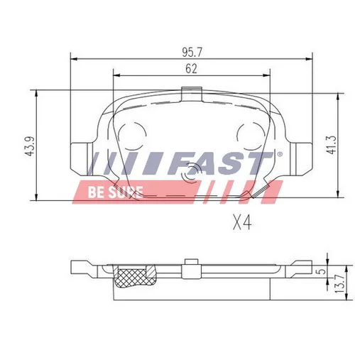 Sada brzdových platničiek kotúčovej brzdy FAST FT29162