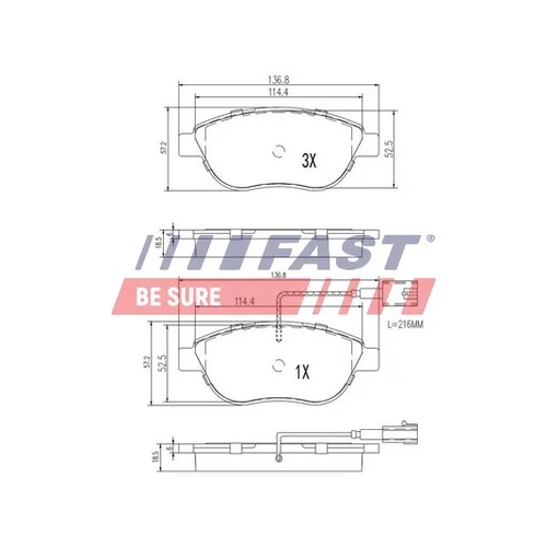 Sada brzdových platničiek kotúčovej brzdy FAST FT29113