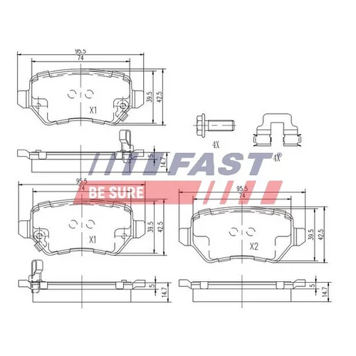 Sada brzdových platničiek kotúčovej brzdy FAST FT29524