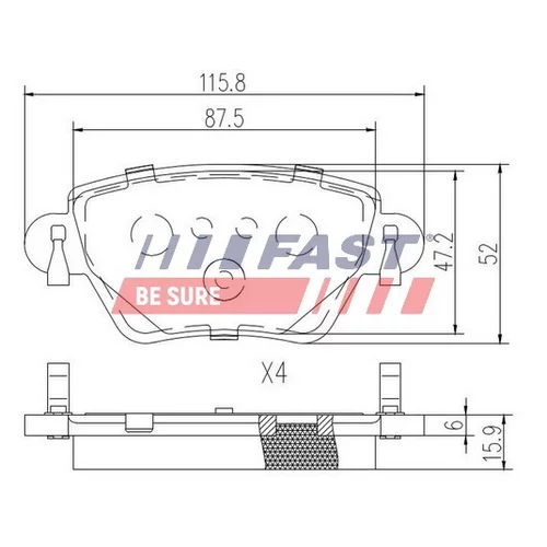 Sada brzdových platničiek kotúčovej brzdy FAST FT29533