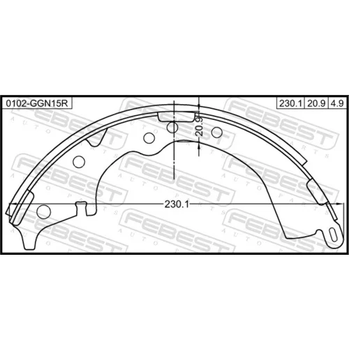 Brzdové čeľuste FEBEST 0102-GGN15R - obr. 1