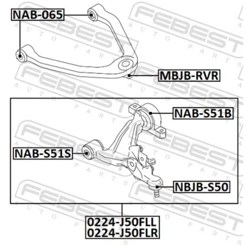 Rameno zavesenia kolies FEBEST 0224-J50FLR - obr. 1