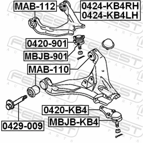 Skrutka pre nastavenie odklonu kolesa FEBEST 0429-009 - obr. 1