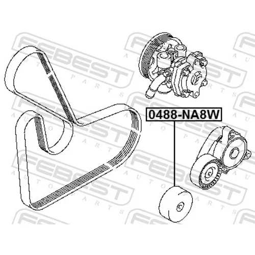 Vratná/vodiaca kladka rebrovaného klinového remeňa FEBEST 0488-NA8W - obr. 1