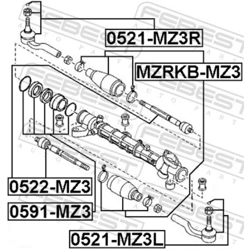 Hlava/čap spojovacej tyče riadenia FEBEST 0521-MZ3L - obr. 1