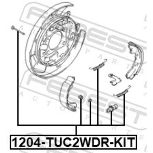 Sada príslušenstva čeľustí parkovacej brzdy FEBEST 1204-TUC2WDR-KIT - obr. 1