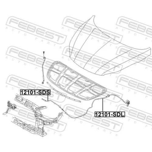 Lanko pre otváranie kapoty motora 12101-SDS /FEBEST/ - obr. 1